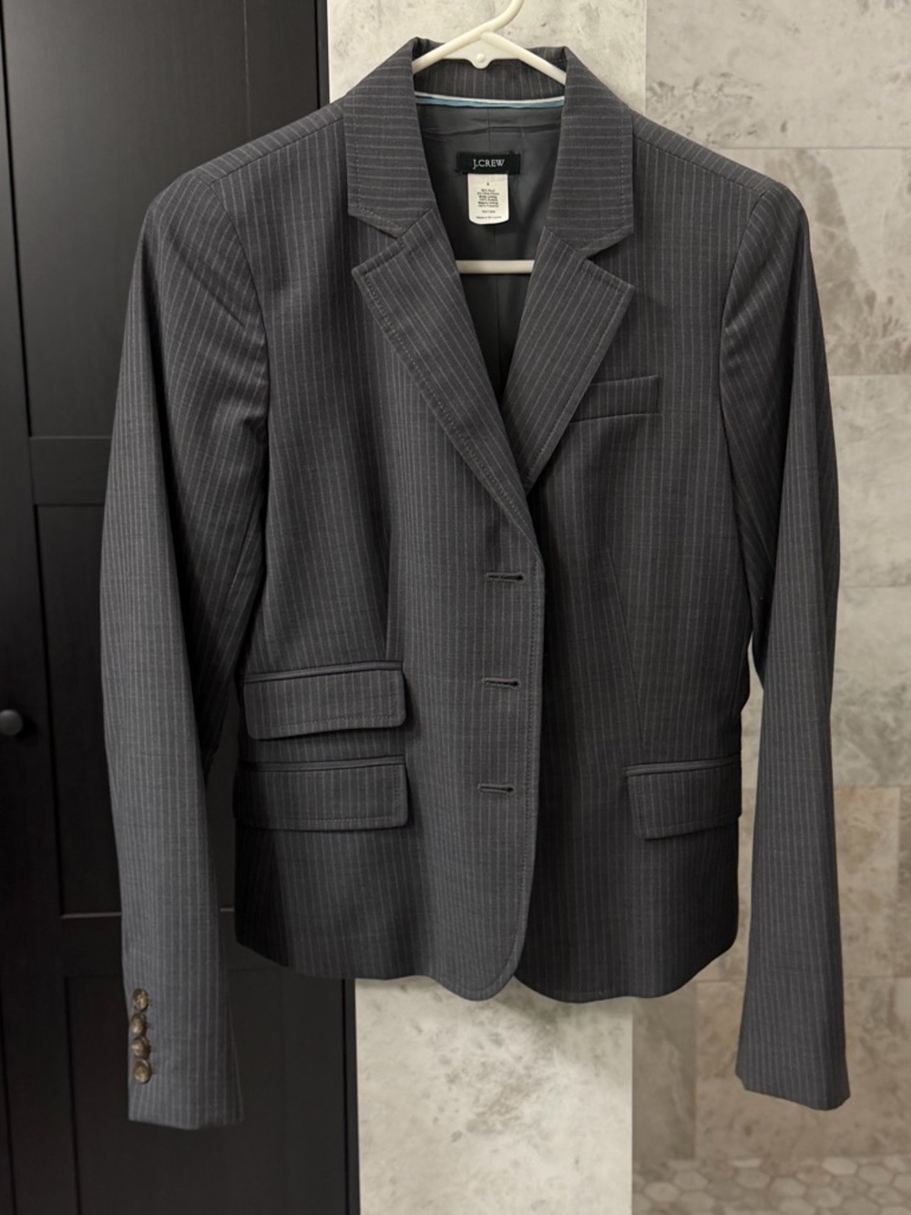 J.Crew Schoolboy Gray pinstripe wool blazer size 4